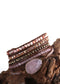 Boho Bracelet, RH 5 Layers Leather Wrap Bracelet, Crystal and Natural Stones